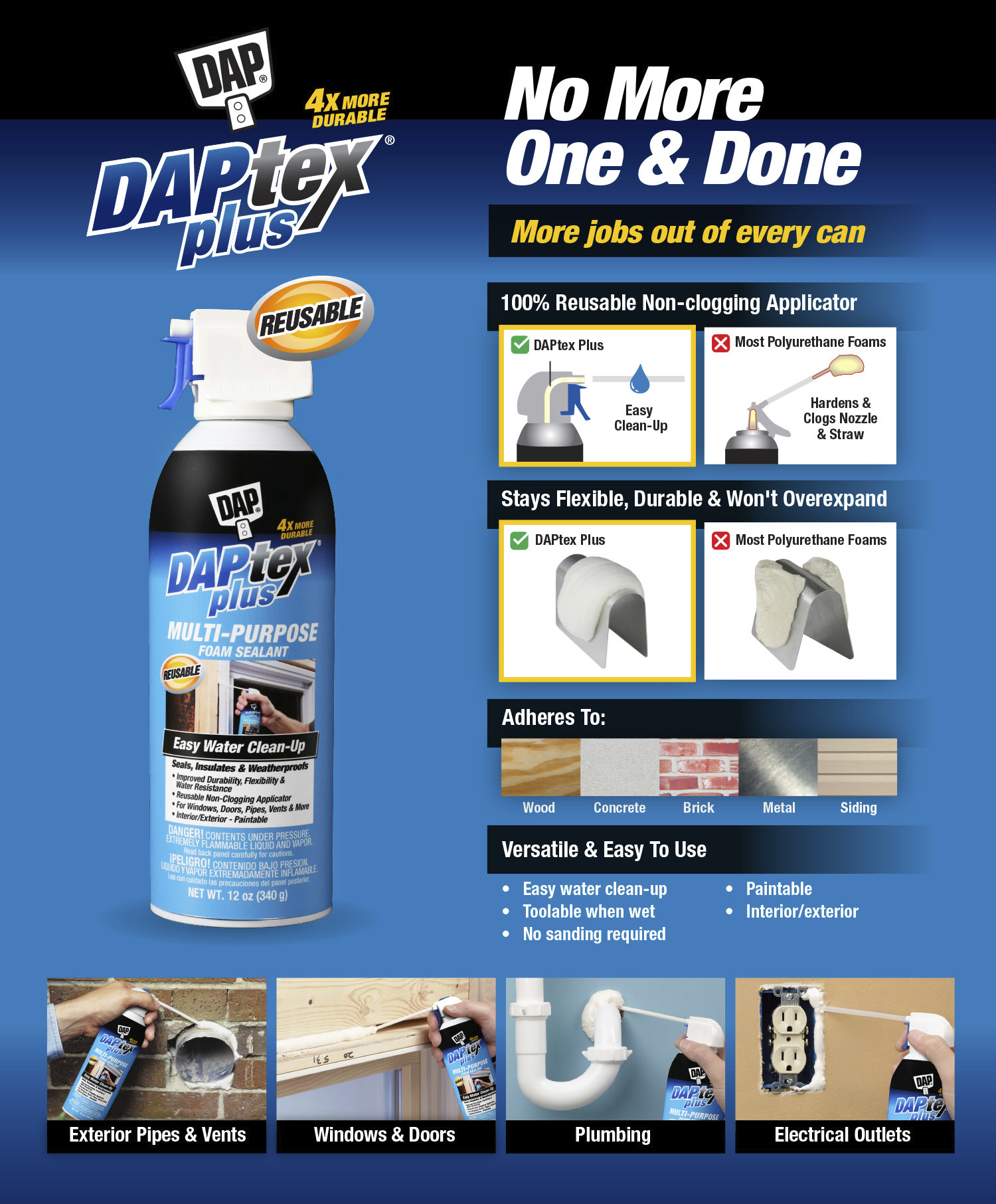 DAP Daptex Plus 12 oz. White Window and Door Foam Sealant18836 The